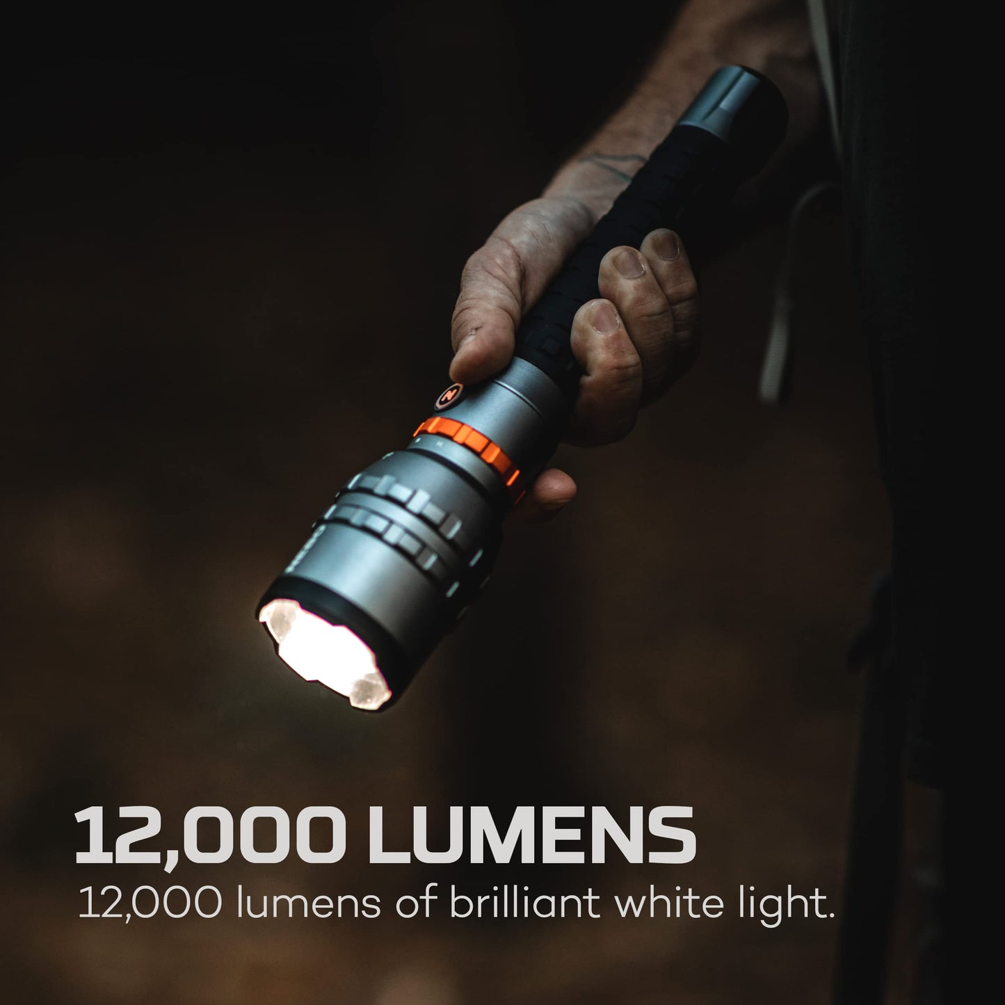 NEBO DAVINCI 12000 Handheld Flashlight | 12000 Lumens, 5 Light Modes, Rechargeable Waterproof Light for Hiking, Camping & Hunting, Tactical Self Defense Floodlight, Includes USB-C Charging Cable