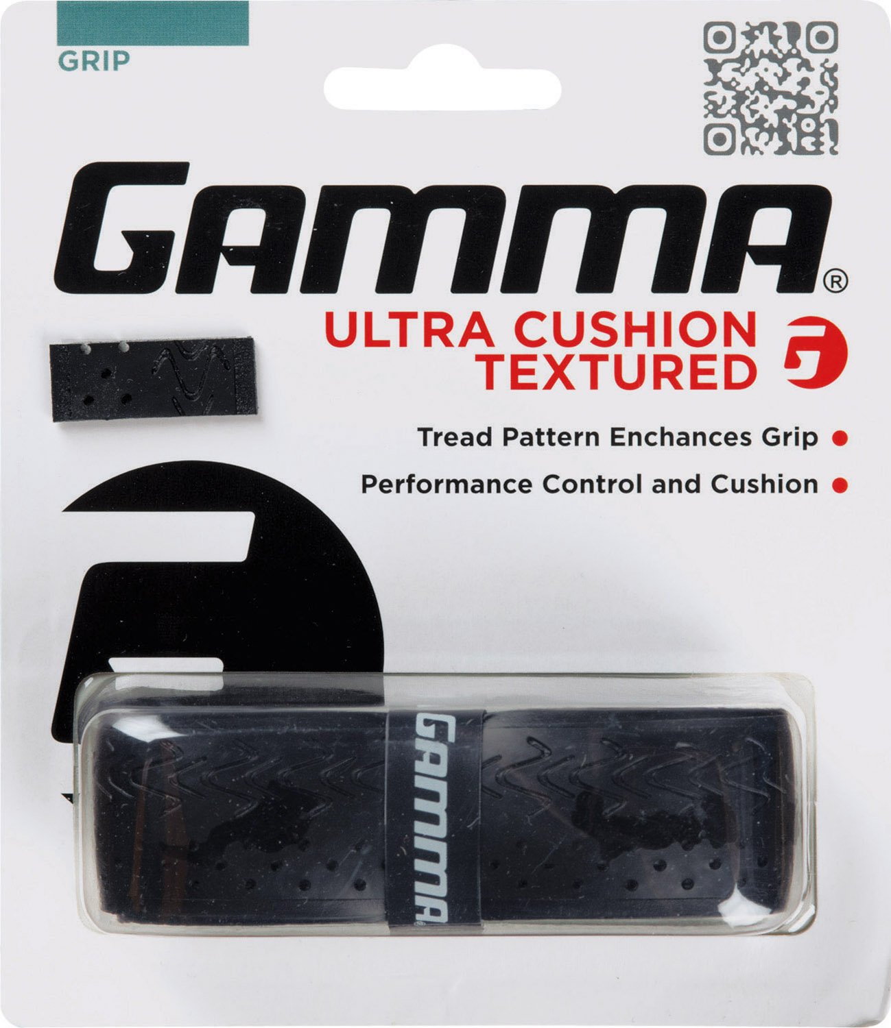 GAMMA Sports Tennis Racquet Ultra Cushion Replacement Grip – Contoured Multi Black with Textured Perforations for Enhanced Absorption, Comfort, and Control