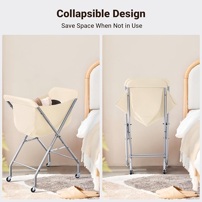 ELYKEN Laundry Cart with Wheels, 32”H Easy Rolling Laundry Hamper with