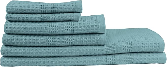 GILDEN TREE Waffle Towel Set Quick Dry Thin | 2 Bath Towels | 2 Hand Towels | 2