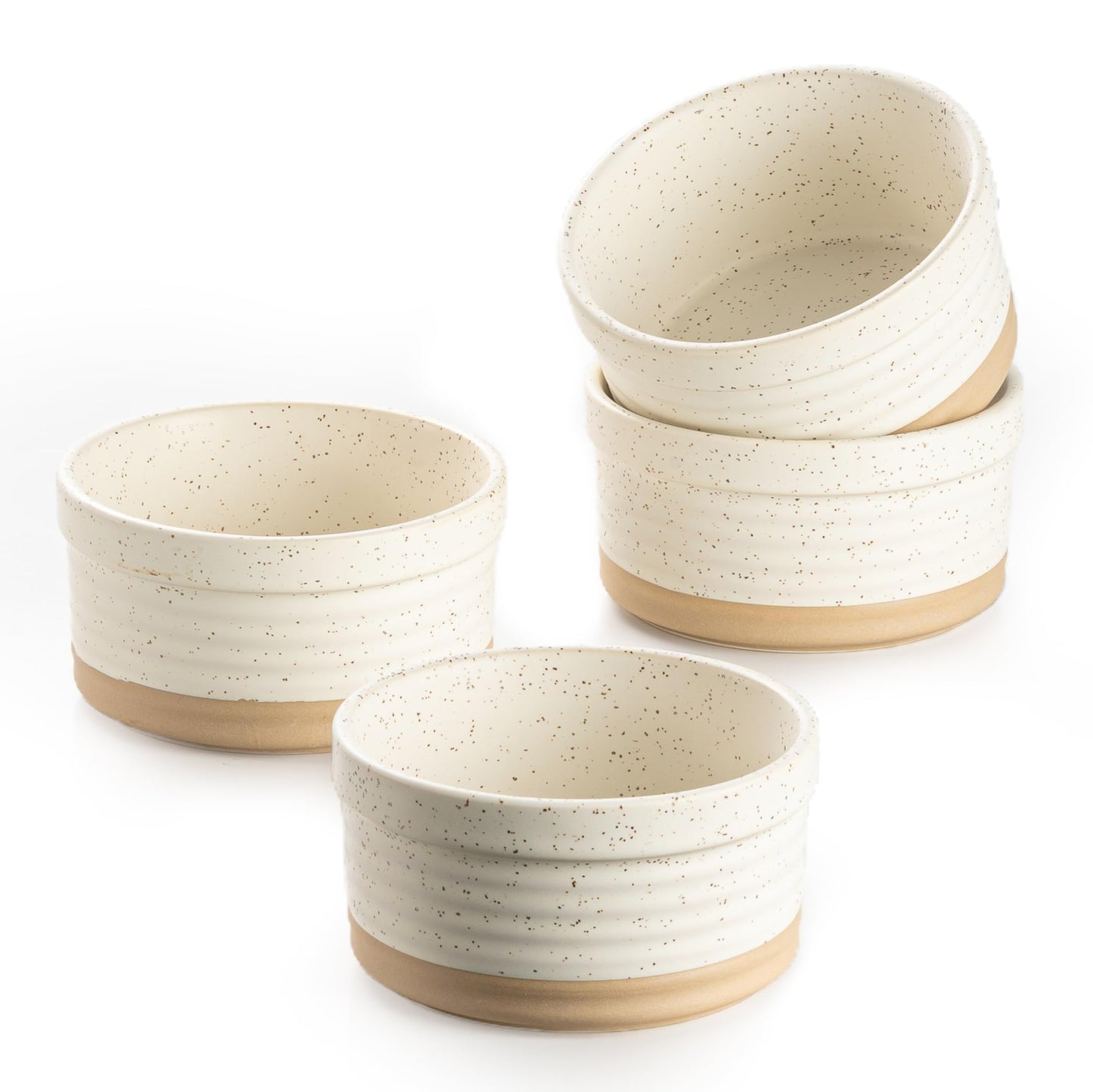DAFUCERAMIC Ramekins 8 oz Oven Safe, Porcelain Creme Brulee Ramekins Pudding Custard Cups Small Ceramic Souffle Dishes Baking Bowls Set of 4 (Arctic White)