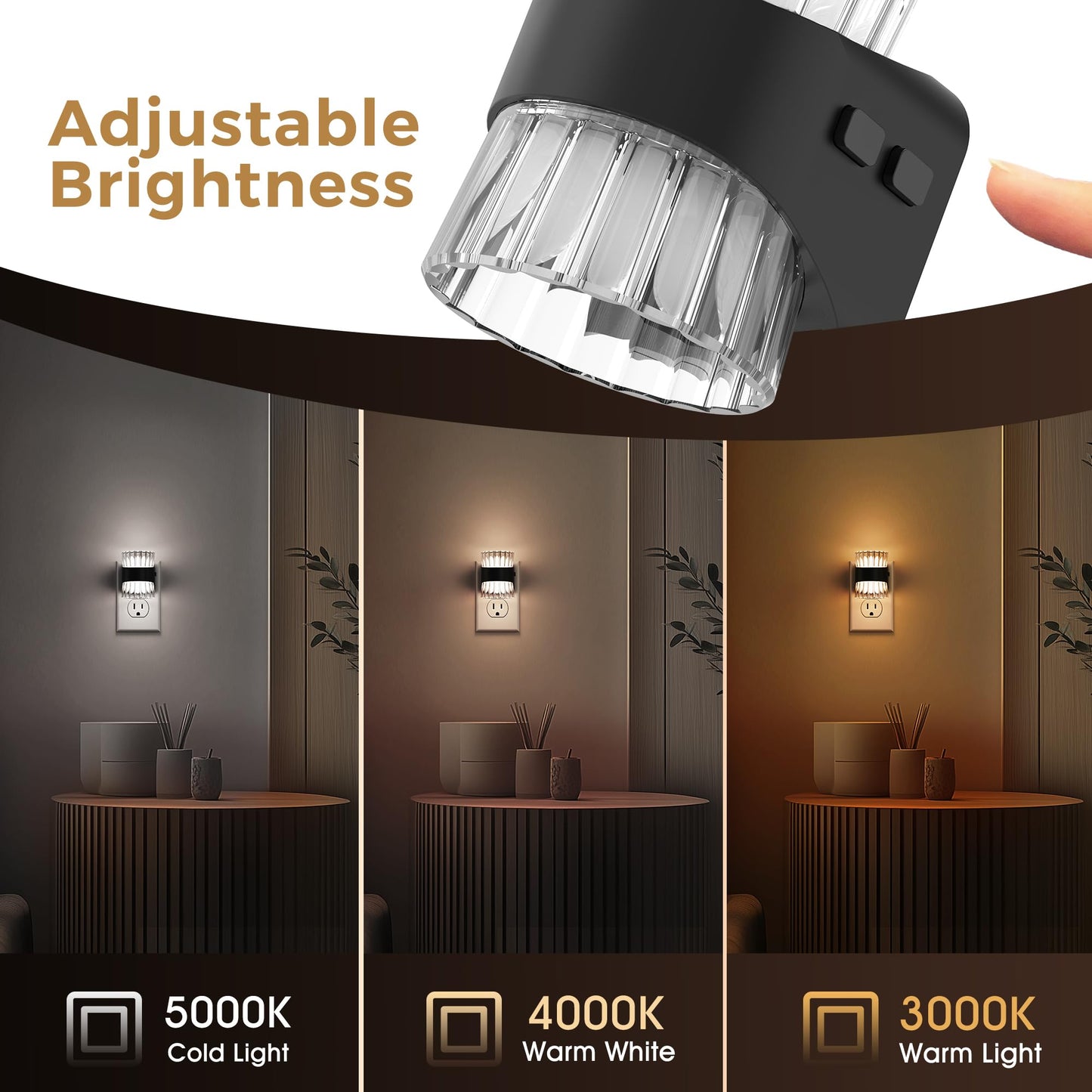 L LOHAS LED Night Light, Bubble Night Lights Plug into Wall,2 Pack 3000K/4000k/5000K Adjustable Color Temperature Night Light,Dimmable Nightlights with Dusk to Dawn Sensor for Rooms Bathroom Hallway