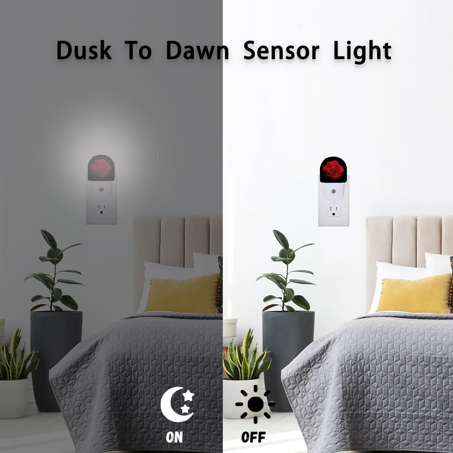 Axxitude Red Rose Raindrops Night Lights Plug into Wall for Girls Boys Room,Night Light LED Lamp Dusk to Dawn Sensor Round Lamp for Bedroom Bathroom Hallway Home Wall Decor Nightlight