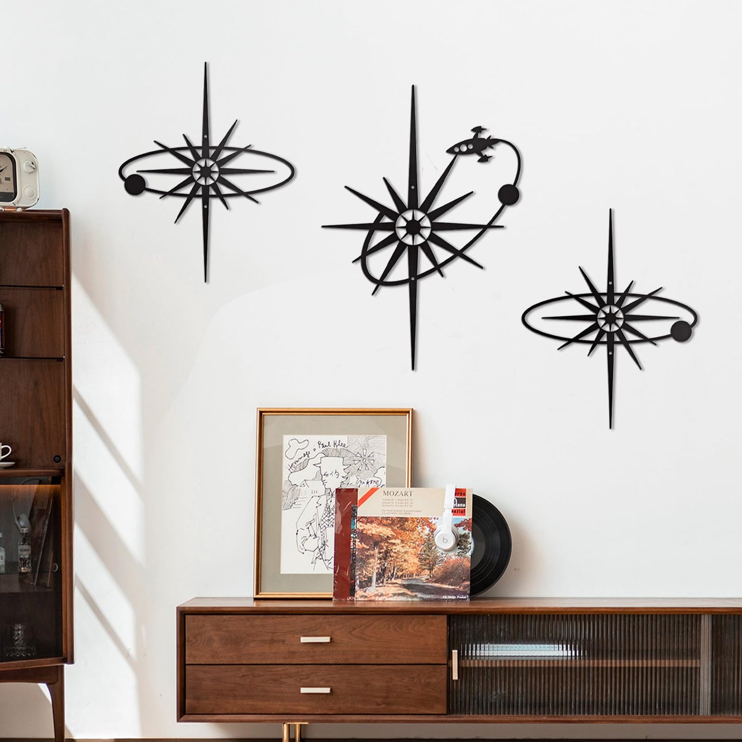 OYEFLY 3 Pieces Metal Wall Art Sun Moon Stars Sculpture (style 1)