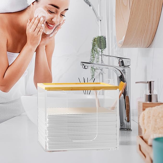 VITVITI Disposable Face Towel Holder Box, Acrylic Facial Towel Container