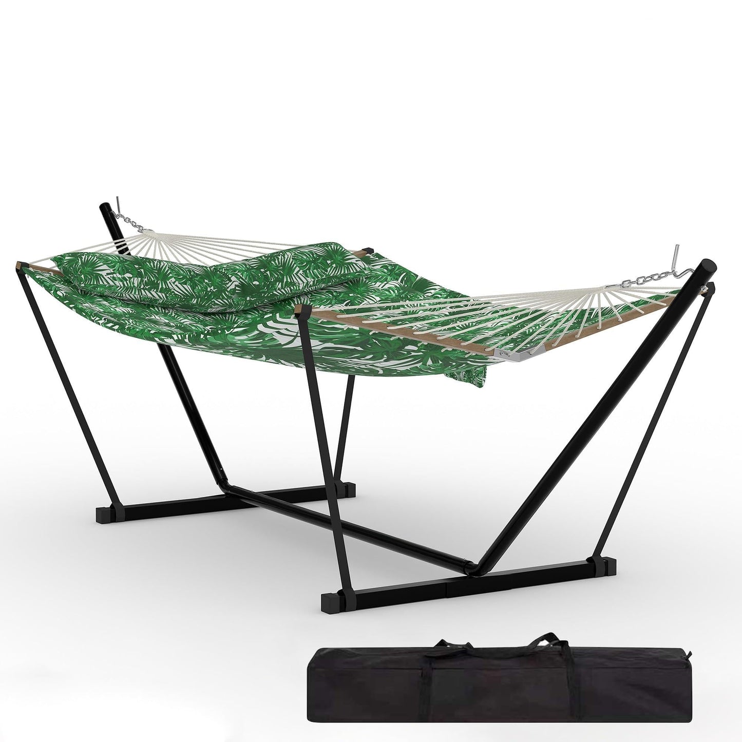 Garvee 2 Person Outdoor Hammock with Stand, Heavy Duty Portable Double Hammock with Balance Rope, MAX 450 LBS Capacity for Patio, Backyard, Garden, Beach