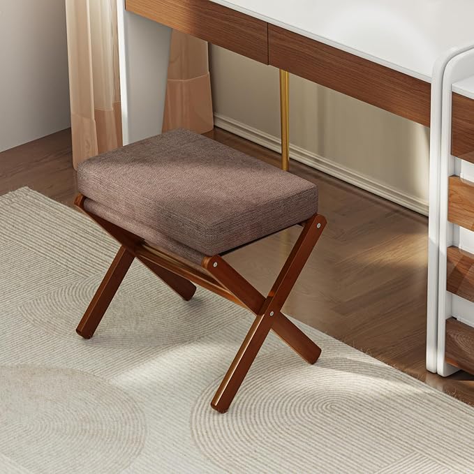 BAMBOOHOMIE Foldable Foot Stool Ottoman, Modern Foot Rest