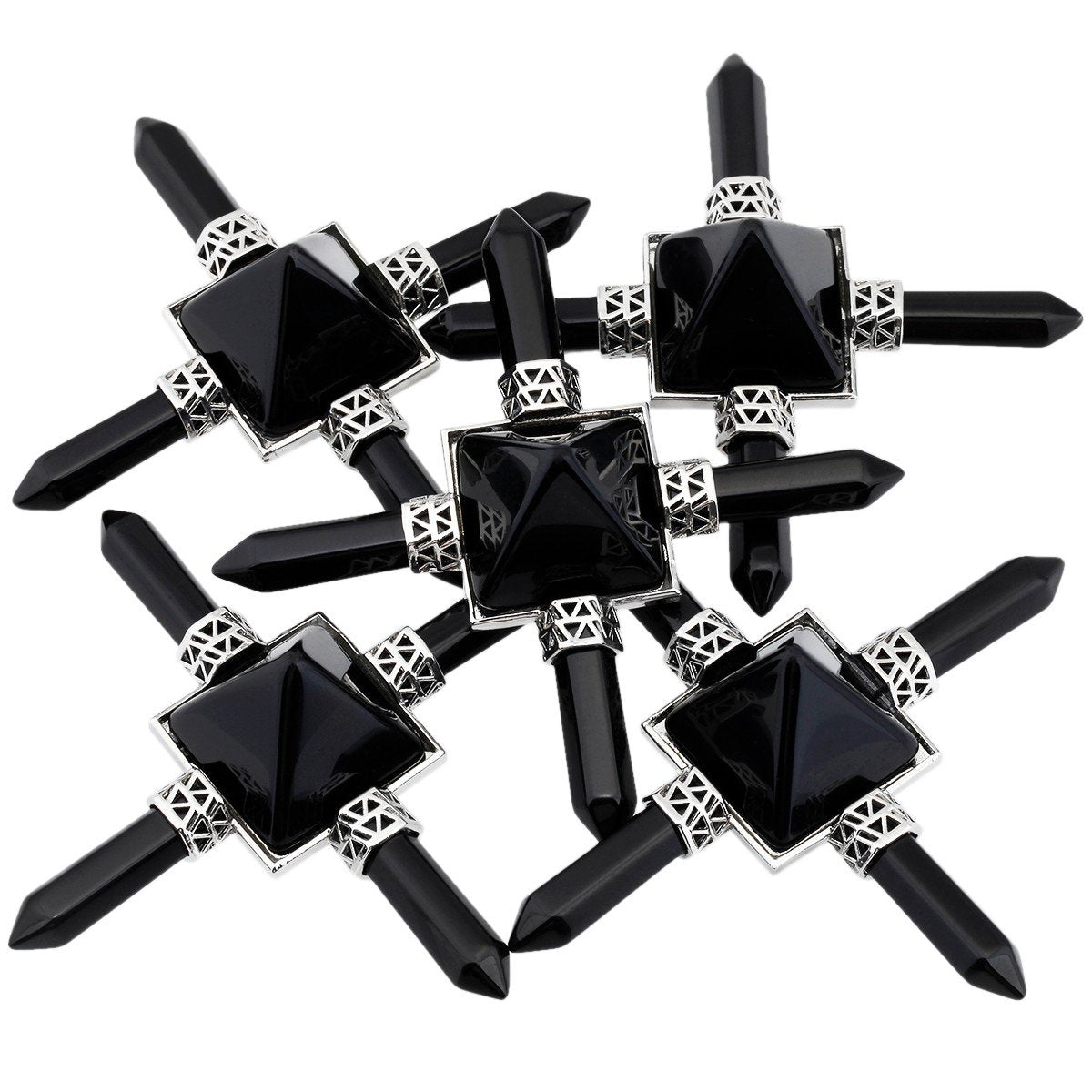 Rockcloud Pyramid Energy Generator, Reiki Chakra Healing Crystal Stone,Black Obsidian