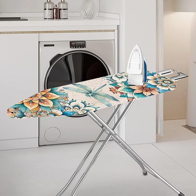 Boho Floral Dragonfly Ironing Board Cover 15x54 Inches, Standard Size Ironing