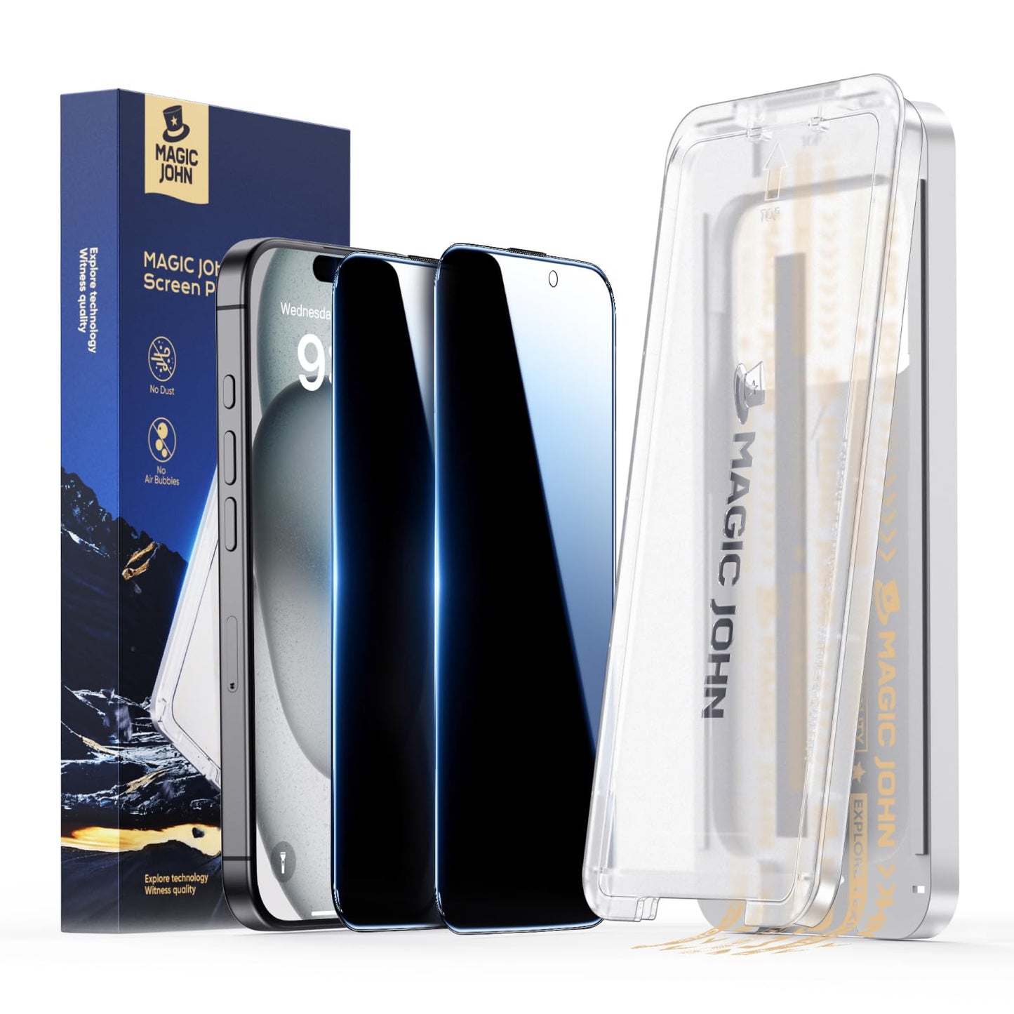 MAGIC JOHN 3rd Gen Upgraded for iPhone 16ProMax Privacy Screen Protector 6.9 Inch,25°Anti-Spy Screen,Shockproof Tempered Glass,Auto Dust-Removal,Bubble Free,Easy Installation,2 Pack