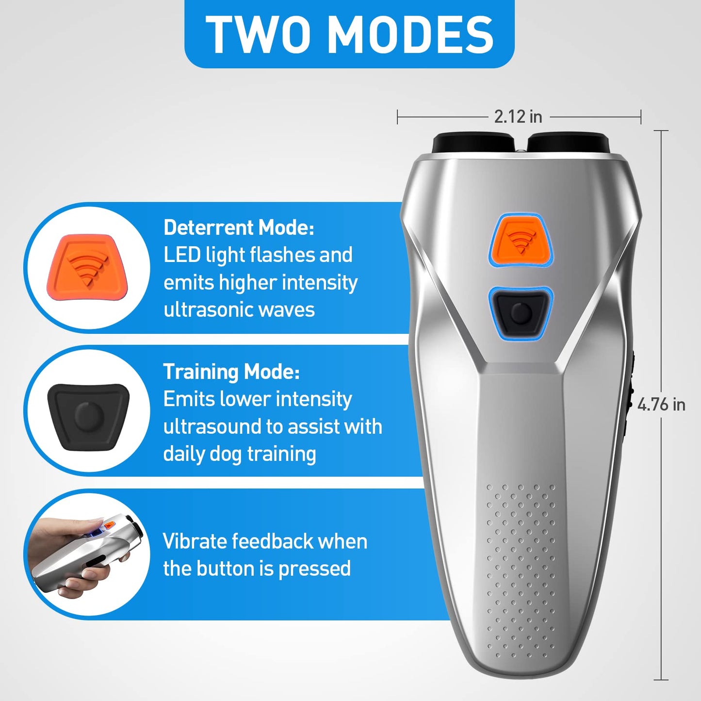 Dog Barking Control Devices Dual Sensor Anti Barking Device with Training/Deterrent Modes Dog Whistle to Stop Barking Ultrasonic Dog Barking Deterrent with LED Flashlight 25 FT Range Rechargeable