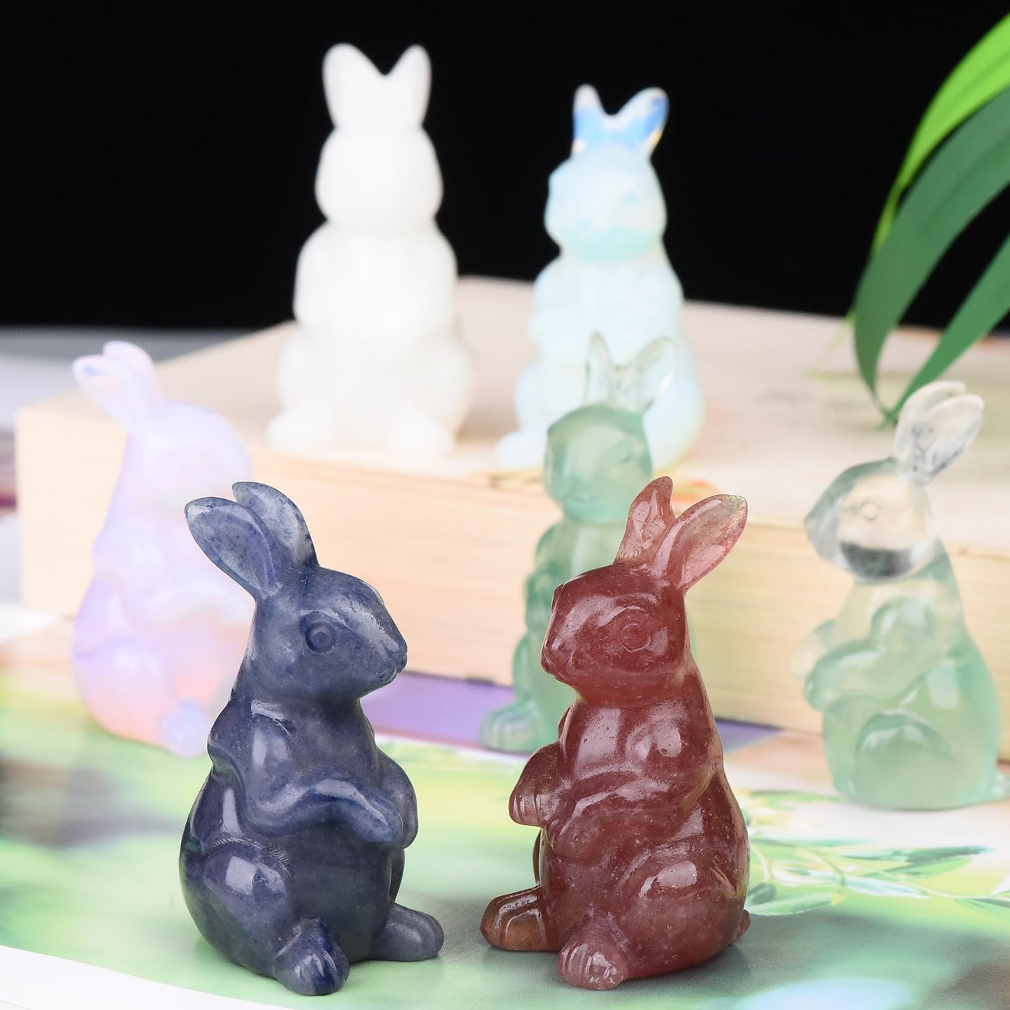 Ytbeoxk 2 Inch Crystal Bunny Decor,Pink Opal Bunny Statue,Easter Crystal Rabbit Figurine,Hand-Carved Healing Gemstone for Wellness.A Meditation Gift for Women and Wisdom to Home and Office.