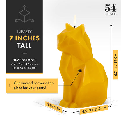 PyroPet Kisa Cat Candle Duo (Mustard Yellow & Burgundy) - Metallic Skeleton Design | Ideal Halloween Decor & Gift for Cat Enthusiasts | 20-Hr Burn Time Each
