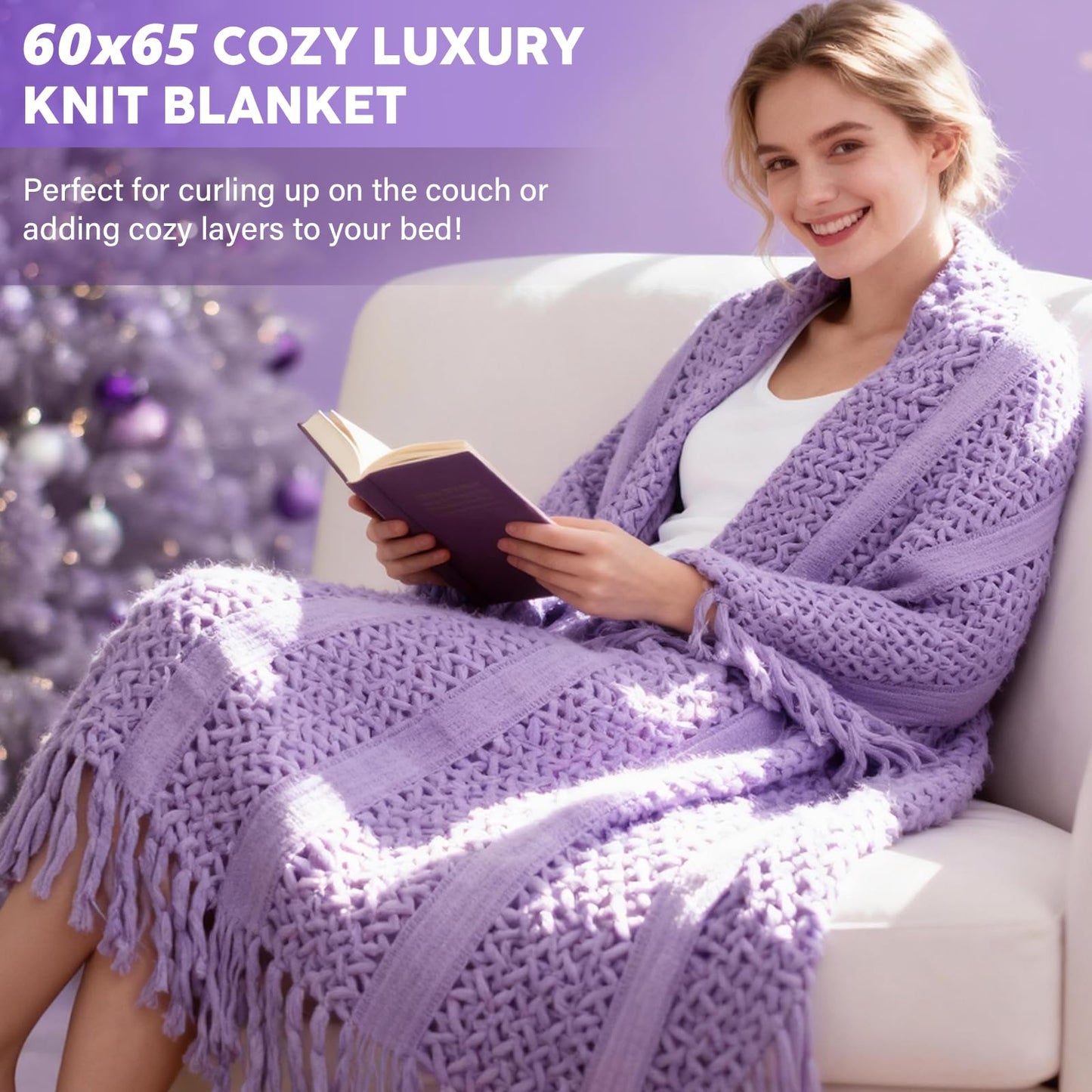Birthday Gifts for Women Mom Sister Friends Wife Daughter Grandma Her, Lavender Self Care Package Get Well Soon Relaxing Spa Gift Baskets w/Blanket, Unique Christmas Mothers Day Thank You Gifts