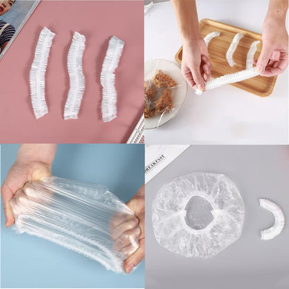 300PCS Disposable Bowl Covers Canning Lids, Disposable Bowl Covers Food Cover Stretch Edging, Flexible Storage Packaging for Storage Containers, Plastic Lids for Disposable Cling Bags for Household