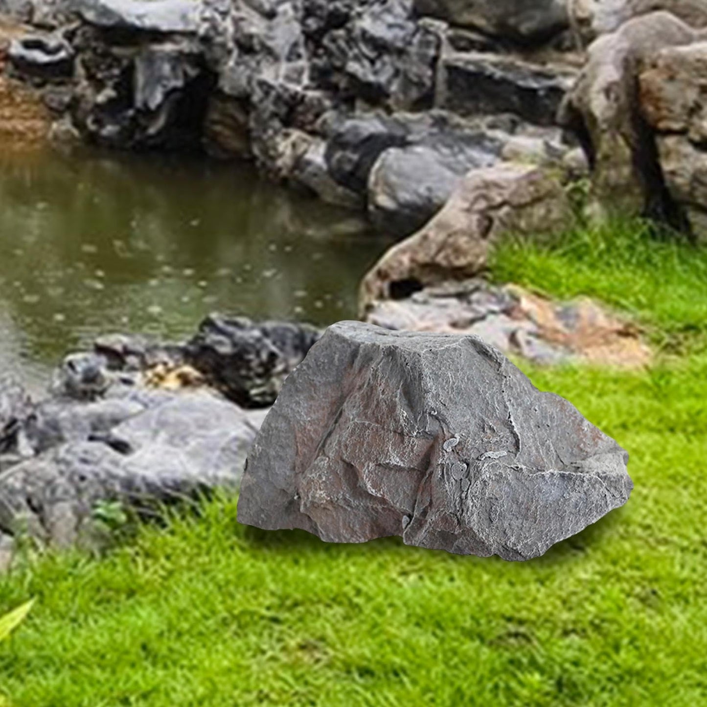 MYCENSE Artificial Rock Natural Texture PU Realistic Sandstone Landscape for Decor Community Courtyard Supermarkets Parks Offices, Style A 32x25x17cm Gray