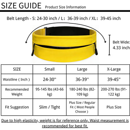 Running Belt for Men Women, Water-resistant Fanny Pack with 3 Zipper Pockets & Reflective Safety Strips, Adjustable Waist Pack Jogging Pouch for Phone, Keys & Essentials (Yellow, Large)