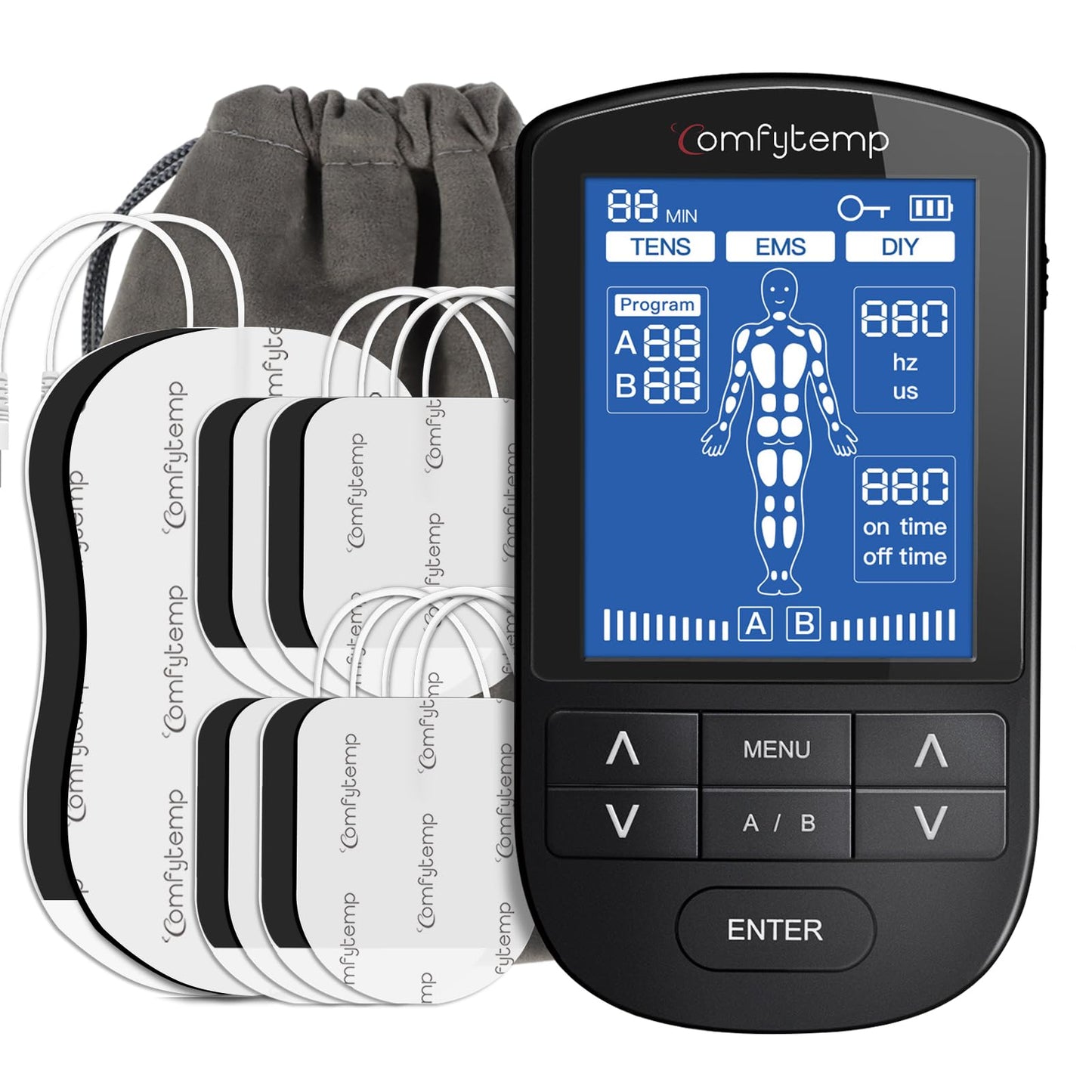 Comfytemp TENS Unit Muscle Stimulator for Pain Relief Therapy, FSA HSA Eligible TENS Machine with 24 Modes and DIY, Dual Channel EMS Unit, Pulse Muscle Massager for Back, Shoulder, Sciatica, Knee