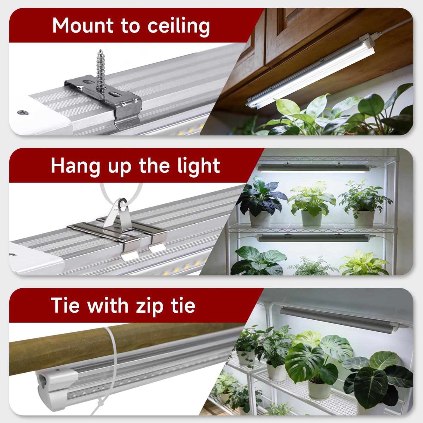 VShape 2 Pack LED Grow Light 4FT, 5000K Full Spectrum, 84W(2 x 42W), Linkable Growing Lamp Fixture, T8 Grow Lights for Indoor Plants, Seed Starting, Vegetables