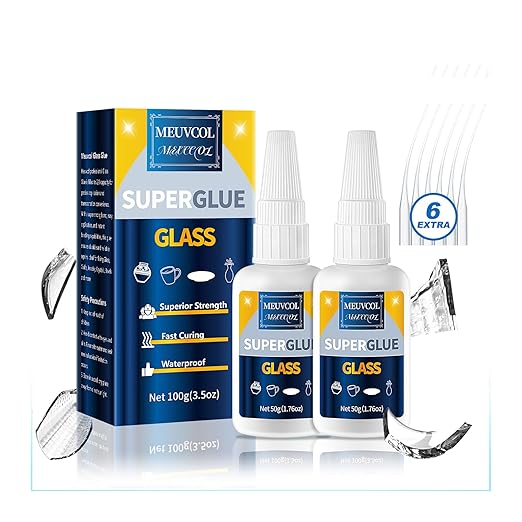 Glass Glue, 100g Ultra Strong Clear, Waterproof & Fast Super Glue, Curing