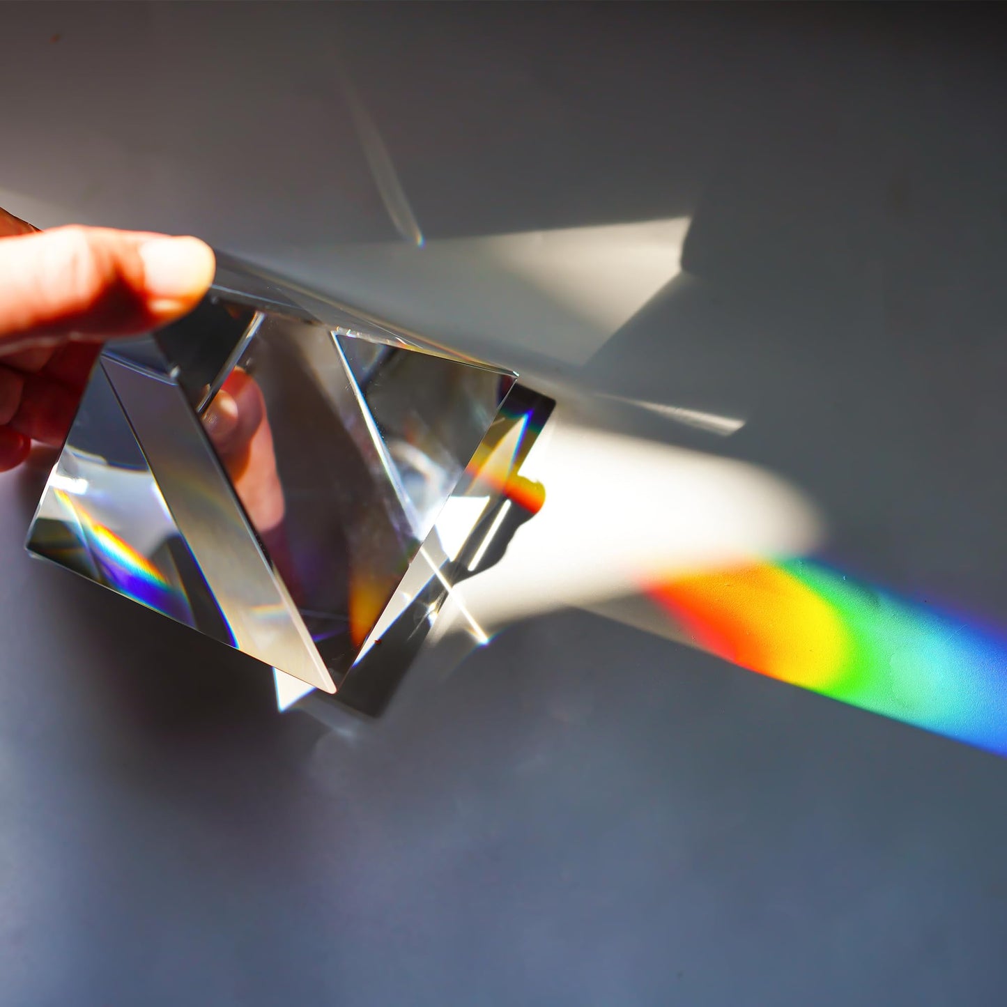 H&D HYALINE & DORA 4.3" H Large Clear Crystal Pyramid Paperweight with Gift Box for Prosperity