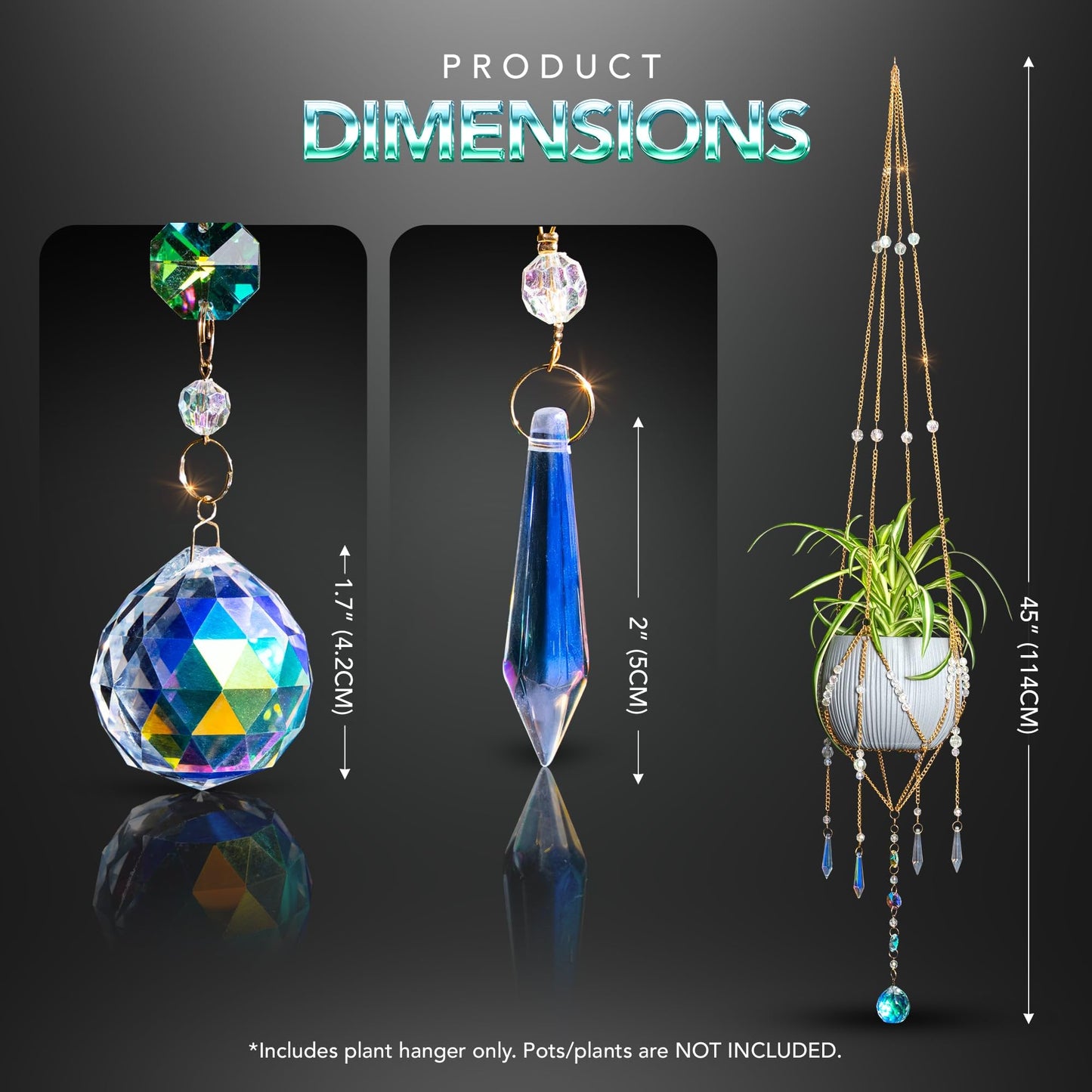 Sun Catcher Plant Hanger with Beads and Glass Crystal Ball Suncatcher.