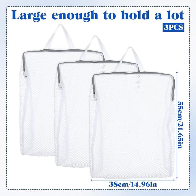 3Pcs 22" x 15" Mesh Hanging Laundry Bags