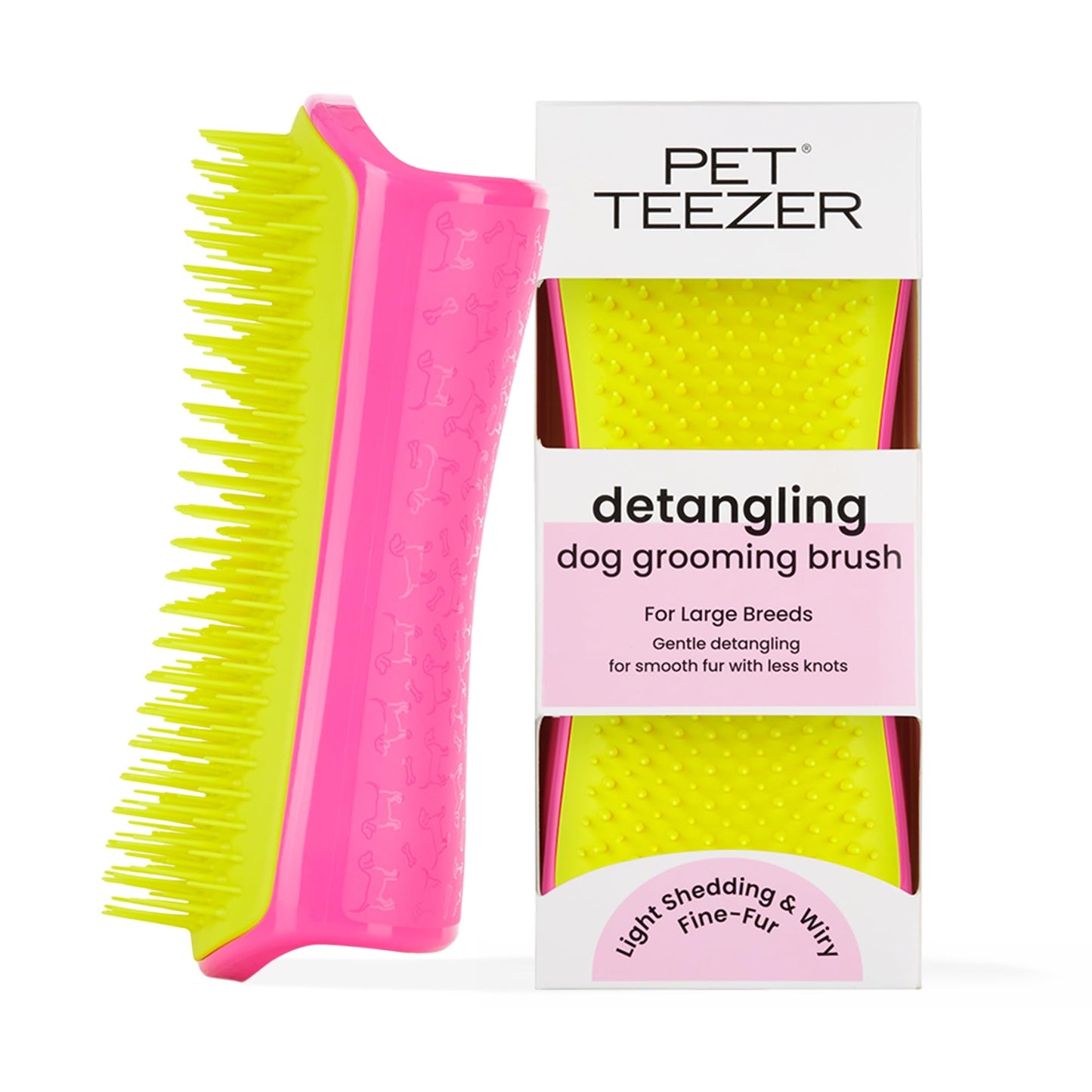 Tangle Teezer Large Pet Teezer Detangling Dog Grooming Brush - Dry or Bath - The Perfect Detangling Brush for Dogs - Pink & Yellow