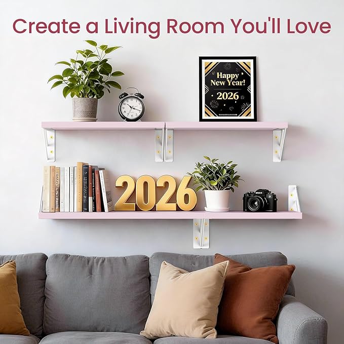 BAYKA Wall Shelves for Bedroom Decor, Mounted Rustic Wood Shelves for Kids Books