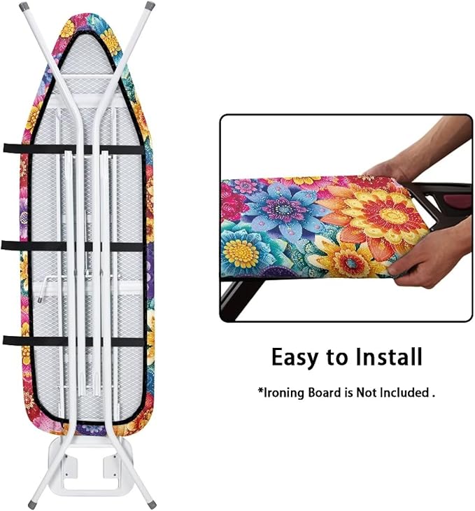 Colorful Flowers Ironing Board Cover Retro Dahlia Floral Iron Board Covers