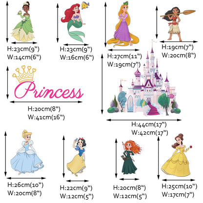 Runtoo Princess Wall Decals for Girls Bedroom Crown Castle Wall Art Stickers Kids Baby Nursery Home Decor