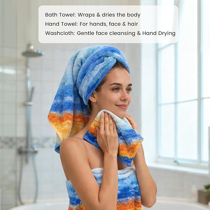 SEMAXE Bath Towel Set of 8 Include 2 Bath Towels, 2 Hand Towels, 4 Washcloths