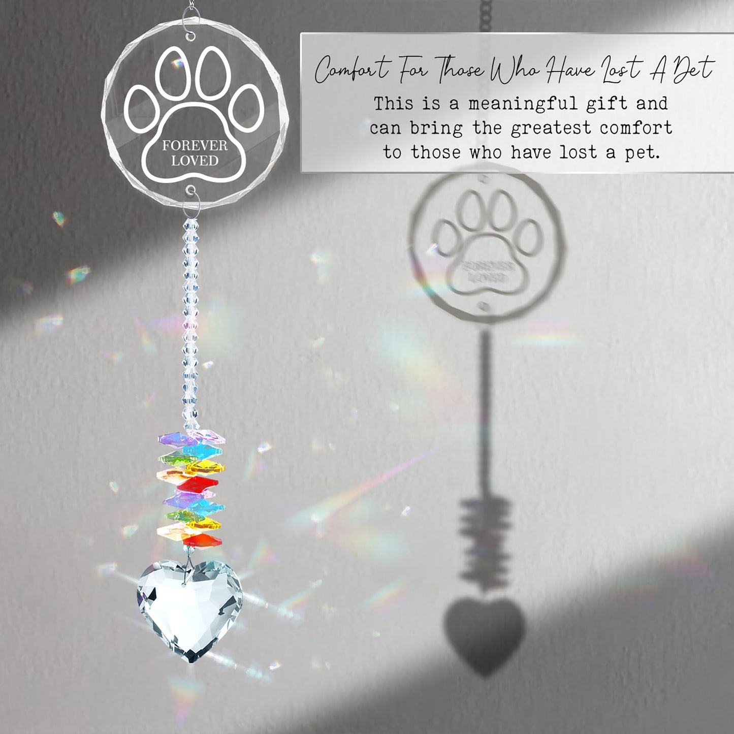 Pet Crystal Memorial Suncatcher, Rainbow Bridge Sympathy Gift for Loss of Dog, Cat, Thoughtful Gift for Pet Passed Away, Crystal Ball Window Hanging Suncatcher for Remembrance PS117
