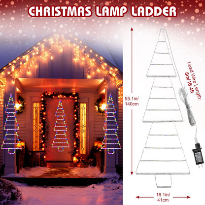 (2023 New) Christmas Decorations LED Christmas Light 4.3ft Christmas Ladder Tree Lights,165 LED Outdoor Christmas Lights Decorations for Home,Wall,Window,Xmas Tree Decor (Green),(‎YLS1000WD01)