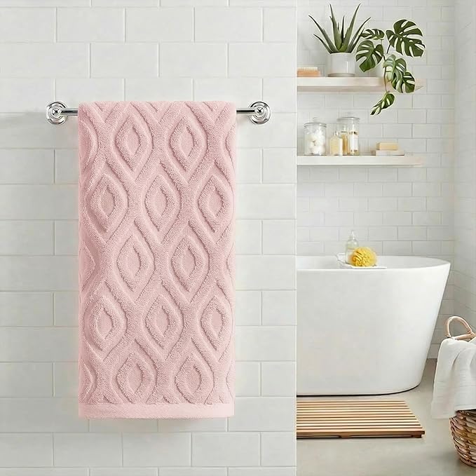 Artoid Mode 1 Pc Pink 3D Diamond Grid Jacquard Hand Towels