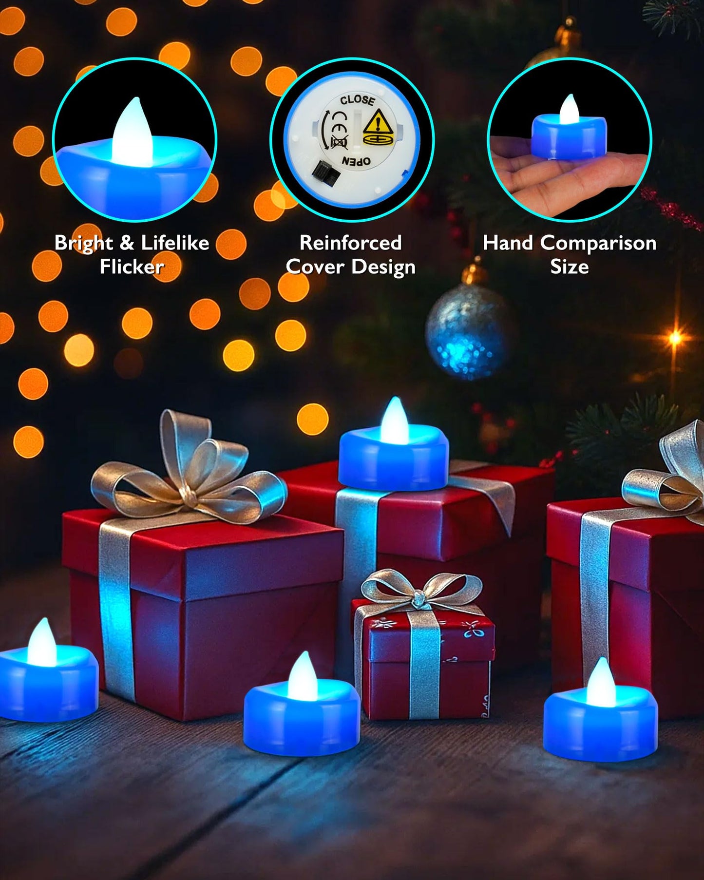 BEICHI Flameless Candles, Tea Lights Battery Operated, No Flickering Votive Candles LED Tea Lights for Halloween Christmas Wedding Home Decor (50 Pack, Blue)