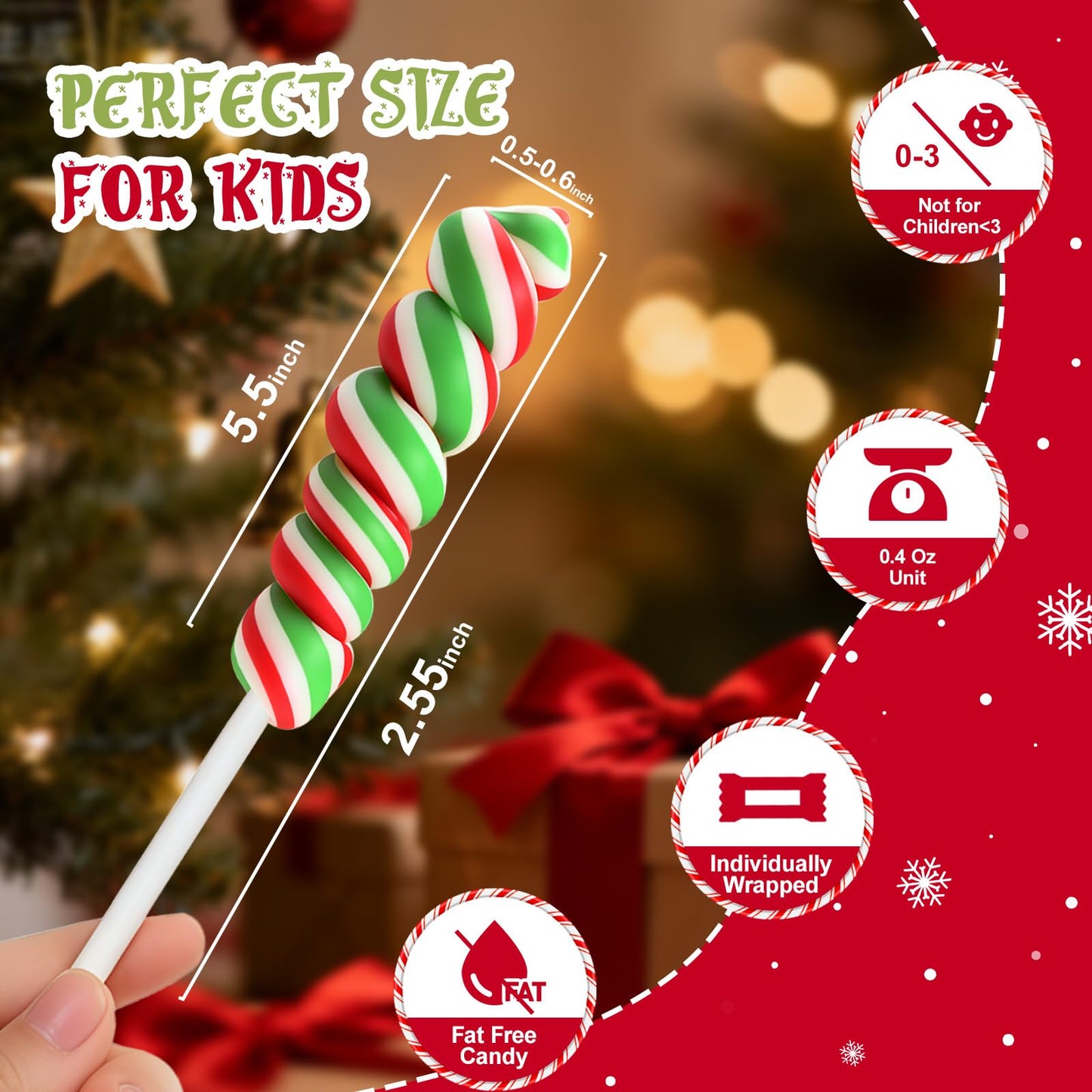 Christmas Lollipops Candy - Individually Wrapped Holiday Twisty Lollipops Bulk - Christmas Themed Red and Green Suckers for Stocking Stuffers, Party Favor, Cherry Flavor, 30 Pack
