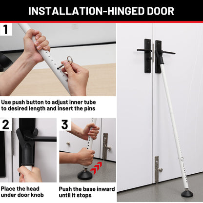 Keplrend Heavy Duty Door Jammer Security Bar - Adjustable Sliding Door Security Bar - Door Stoppers - White