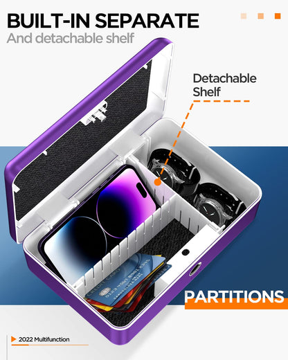 AICase Biometric Fingerprint Storage Box, Portable Cash Jewelry Security Lock Box Safe, Combination Lock for Car, Home, Office Travel