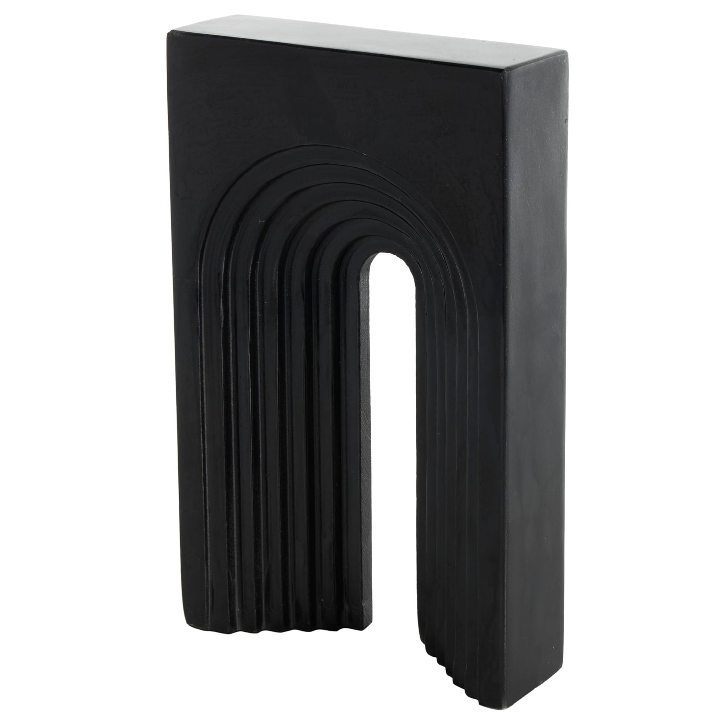 Deco 79 Marble Geometric Decorative Sculpture Rectangular Home Decor Statue with Arched Groove Interior, Accent Figurine 7" x 2" x 11", Black