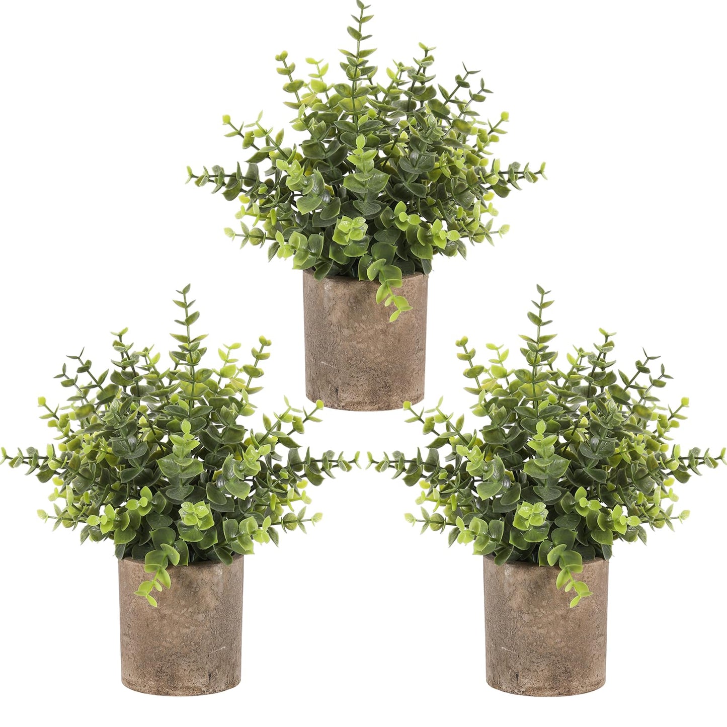 Hobyhoon 3pcs Small Fake Plants Eucalyptus,Small Potted Artificial Plant Indoor for Shelves, Bathroom Plants Decor for Shelf Desk Home Modern Farmhouse Living Room Coffee Table Decor (Sage Green)