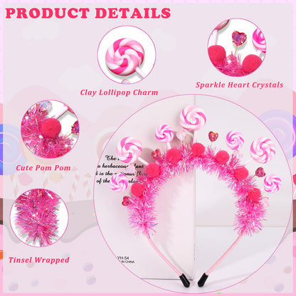 NVENF Candy Headband Costume Accessories Christmas Candy Cane Lollipop Headbands Candy Costume Halloween Holiday Christmas Outfits for Women Birthday Party Favors Gifts (Pattern B)