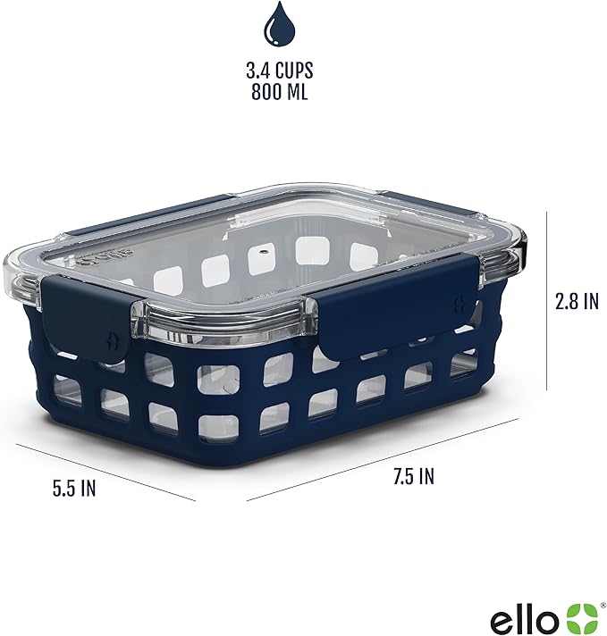 Ello Duraglass 3.4 Cup Meal Prep Sets 6Pc, 3 Pack Set- Glass Food Storage