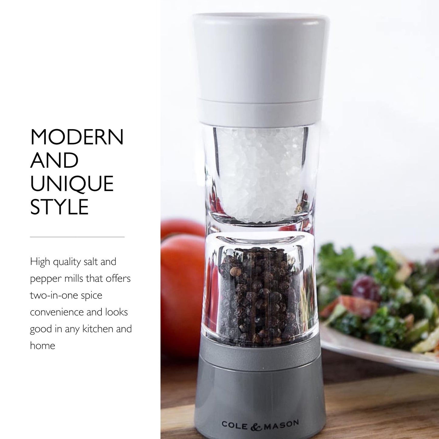 Cole & Mason Lincoln Duo Salt and Pepper Grinder Combo, Acrylic Combination Mill Includes Premium Salt and Peppercorns