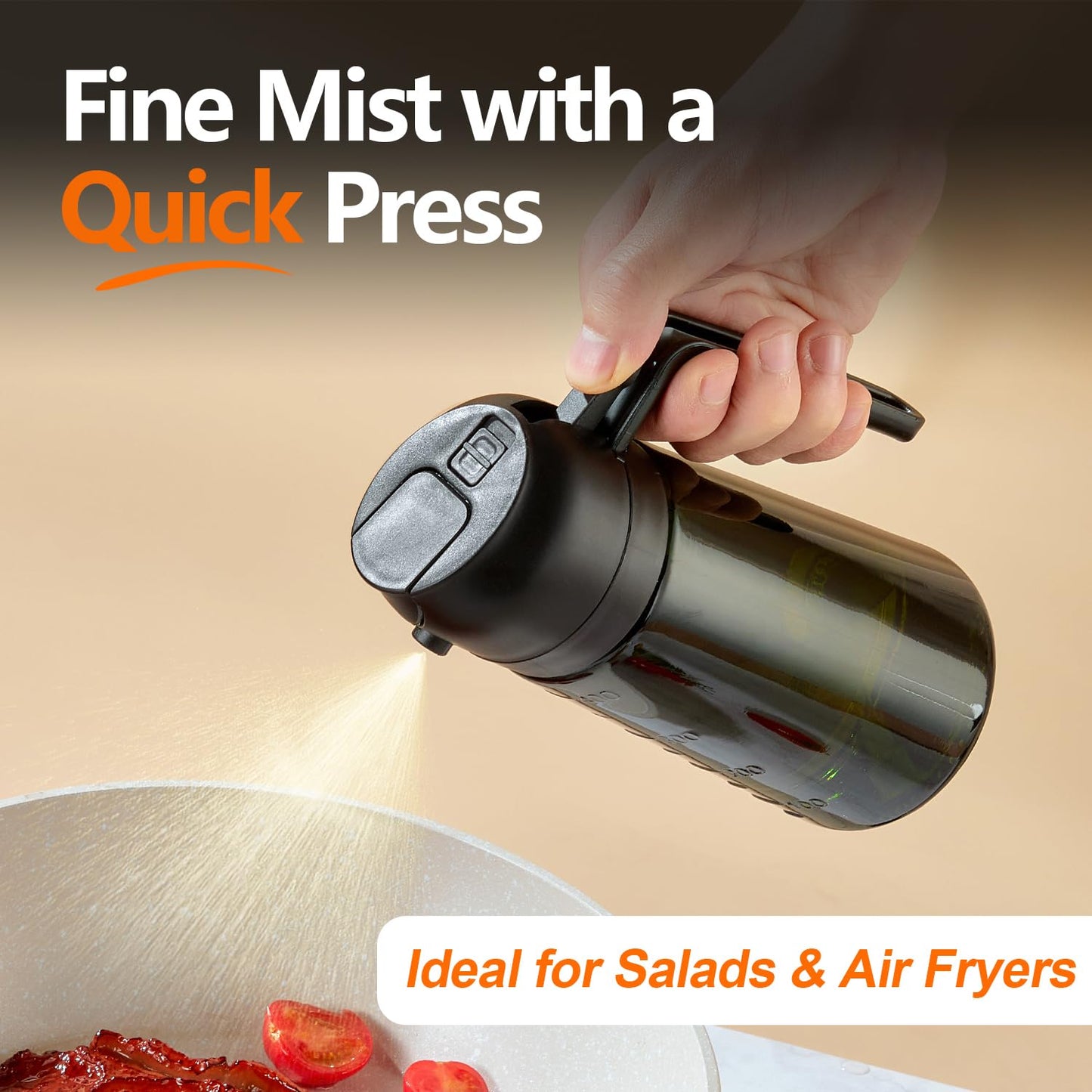 With Stickers 16oz Olive Oil Sprayer for Cooking - 2 in 1 Spray & Pour Olive Oil Dispenser - 470ml Glass Spray Oil Bottle - Kitchen Gadgets