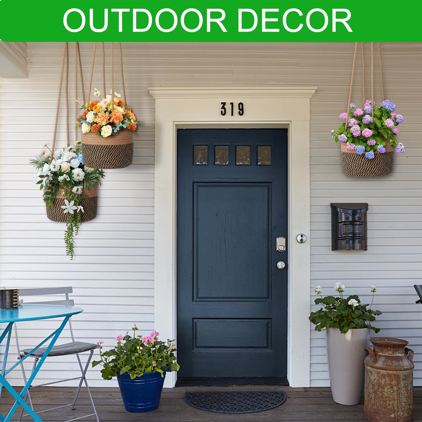 TIGKHAE Hanging Planter Basket 2 Pack Jute Hanging Plant Holder Handmade Boho Plant Hangers Rope Woven Hanging Plant Holder Modern Storage Organizer Plant Hangers for Indoor Home Decor