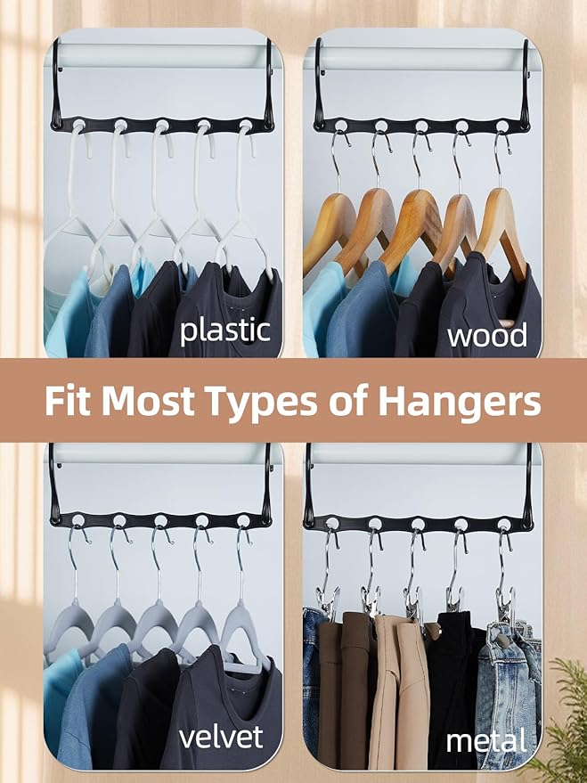 HOUSE DAY Space Saving Hangers, 8 Pack, Collapsible Closet Organizer, Smart