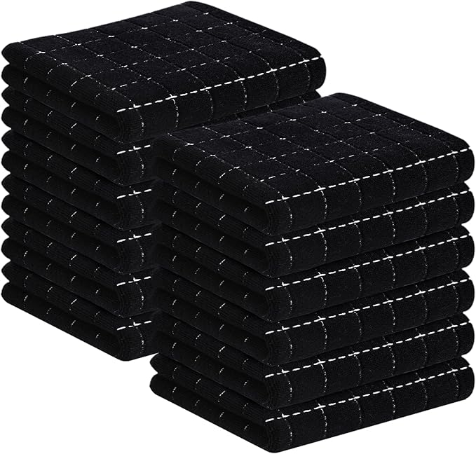 Homaxy 100% Cotton Terry Kitchen Towels, Checkered Designed, Soft and Super