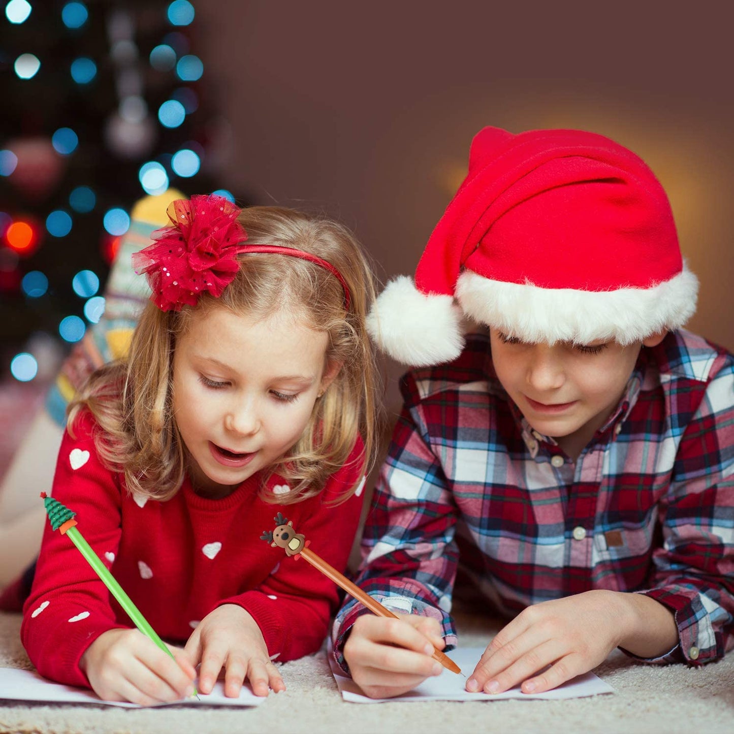 Christmas Gel Ink Pen Novelty Rollerball Pens Black Gel Ink for School Boys and Girls Office Supplies, 8 Style - Christmas Tree, Snowman, Reindeer, Santa Claus (64 Pieces)