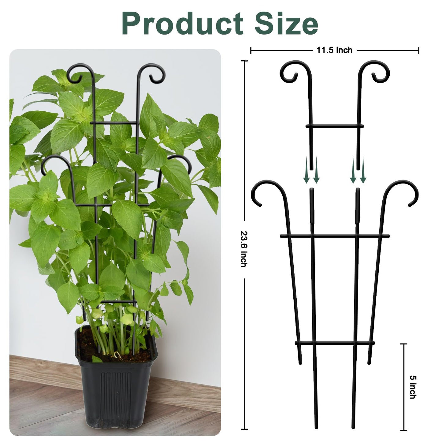 Coomin 23in Taller Plant Trellis for Climbing Plants Indoor, Sturdy Houseplant Trellis for Potted Plants with Ties, Vine Plant Support for Monstera Pothos Ivy, Plant Decor, 4P